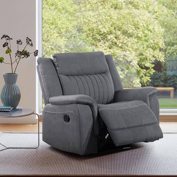 Gabi Gray Microfiber Manual Recliner 9646GY-1 - The Home Depot