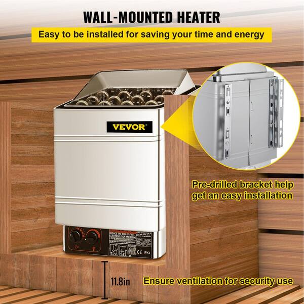 VEVOR Sauna Heater 220 V-240 V 6000-Watt Max. 317.8 cu. ft. Dry Sauna Heater  with Internal Controller for Spa Shower Bath SNL6KWBXG430NK001V4 - The Home  Depot