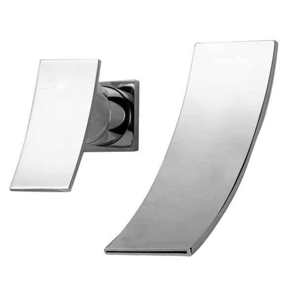 SUMERAIN Left-handed Waterfall Single Handle Wall Mounted Bathroom Faucet in Chrome