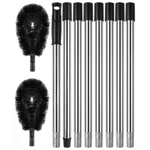 10.5 ft. Black Rain Gutter Cleaning Brush with Pole, Stainless steel tube and nylon brush head, Leaf Cleaning Tool