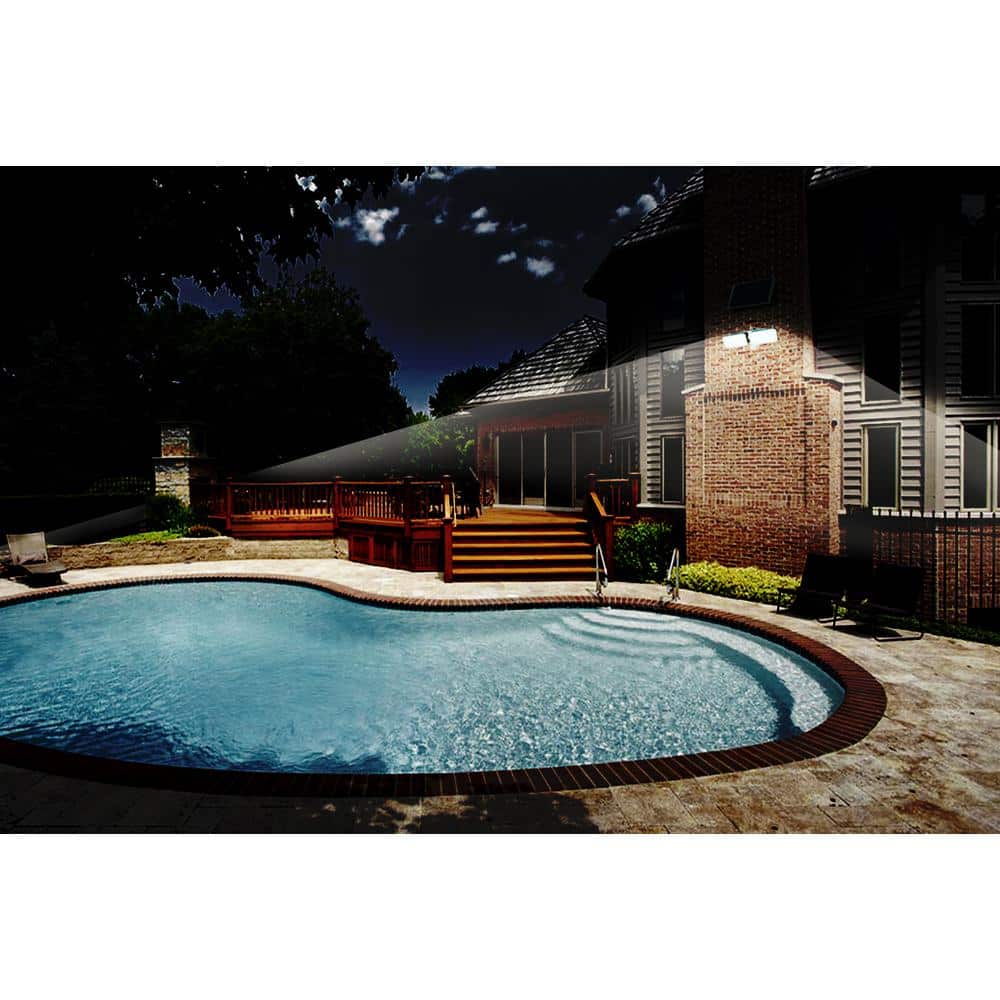 Black Solar Powered Dual Head Motion Activated LED Flood Light