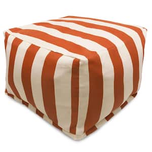 Burnt Orange Vertical Stripe Indoor/Outdoor Ottoman Cushion