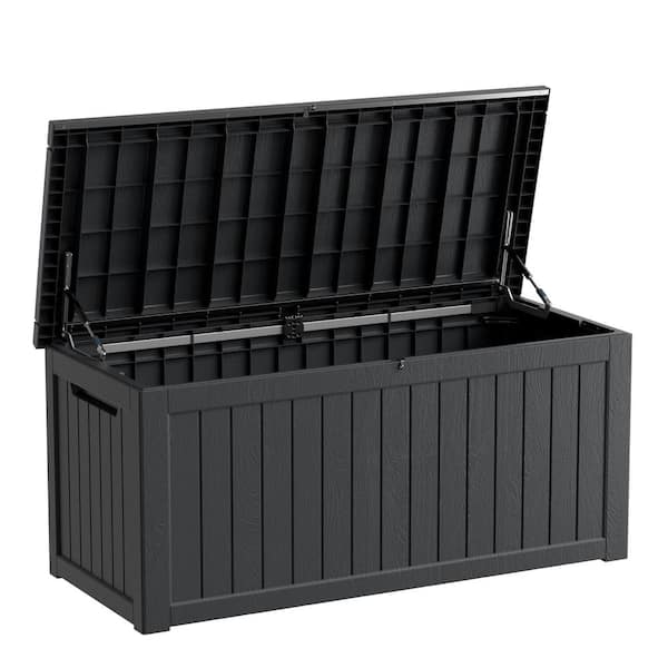 230 Gal. Black Resin Storage Deck Box for Outdoor Indoor