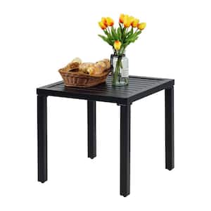 19 in. Square Rust Resistance Metal Outdoor Side Table with Adjustable Feet