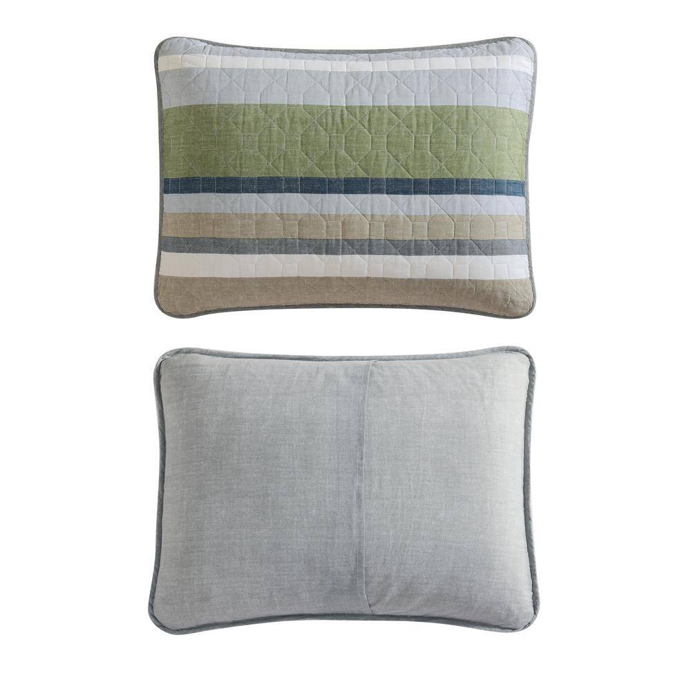 Gray and Beige Cotton Twin Reversible Quilt Set