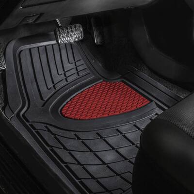 Burgundy 4-Piece Premium Liners Tall Channel Trimmable Rubber Car Floor Mats - Full Set