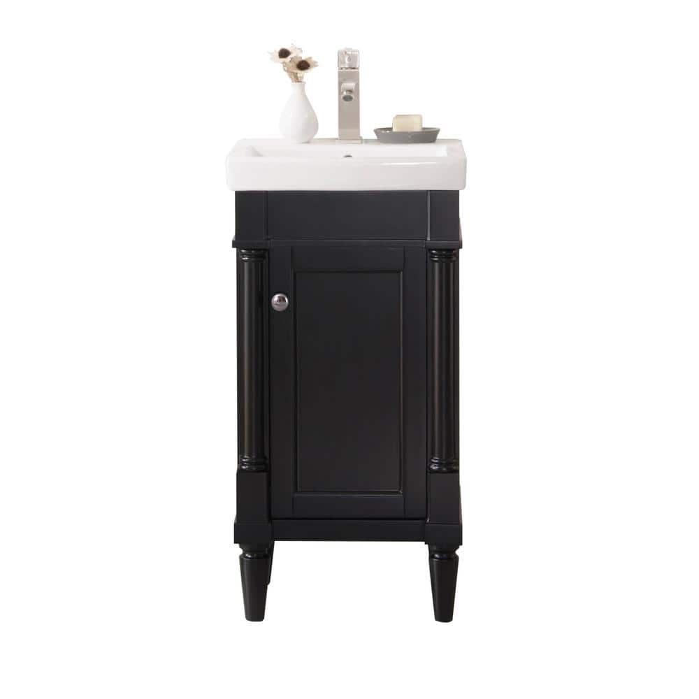 17.5 in. W x 13 in. D Bath Vanity in Espresso with White Ceramic Top in Whi