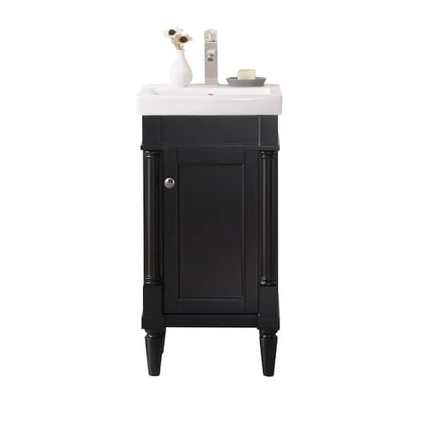 Unbranded 17.5 in. W x 13 in. D Bath Vanity in Espresso with White Ceramic Top in White with White Basin