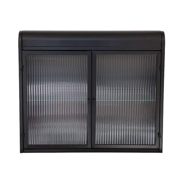 28 in. W x 24 in. H Rectangular Adjustable Shelves Black Surface Mount Medicine Cabinet without Mirror