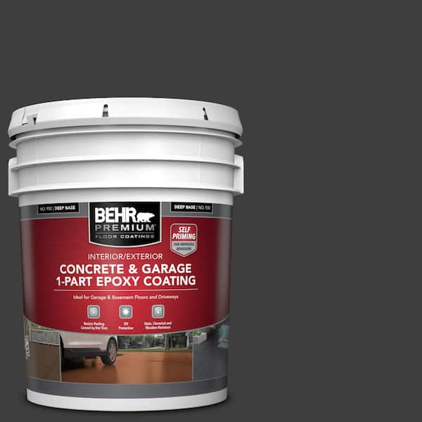 BEHR PREMIUM 5 gal. #AE-54 Molten Black Self-Priming 1-Part Epoxy Satin Interior/Exterior Concrete and Garage Floor Paint