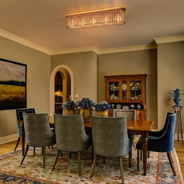 ZYZWMB 35 in. Rectangle Antique Brass 5-Light Flush Mount Ceiling