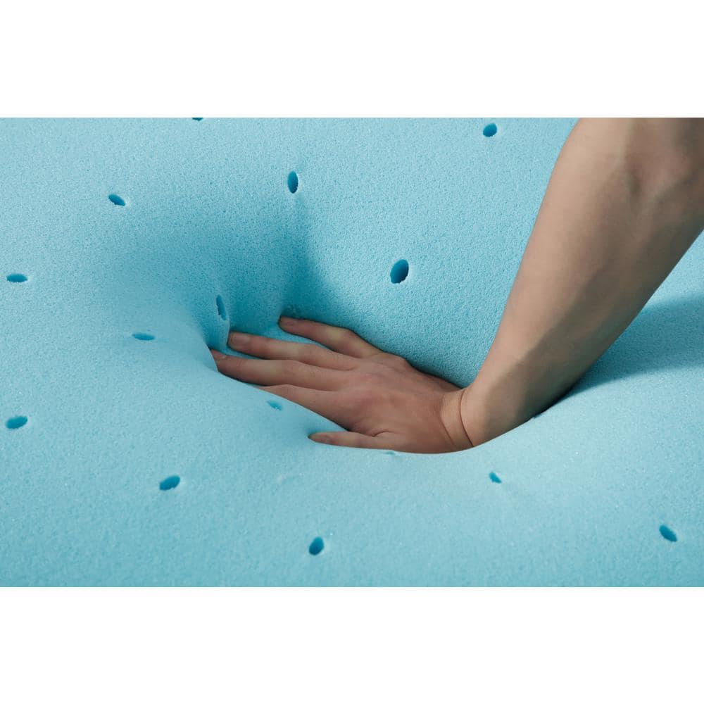 Twin Size Blue Cooling Gel Memory Foam Mattress Topper
