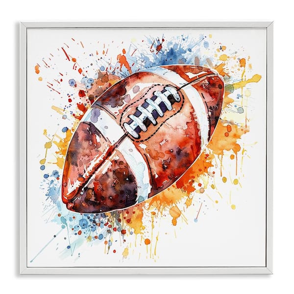 Stupell Industries Football Chromatic Splash by LSR Design Studio White Framed Sports Giclee Art Print 12 in. x 12 in.