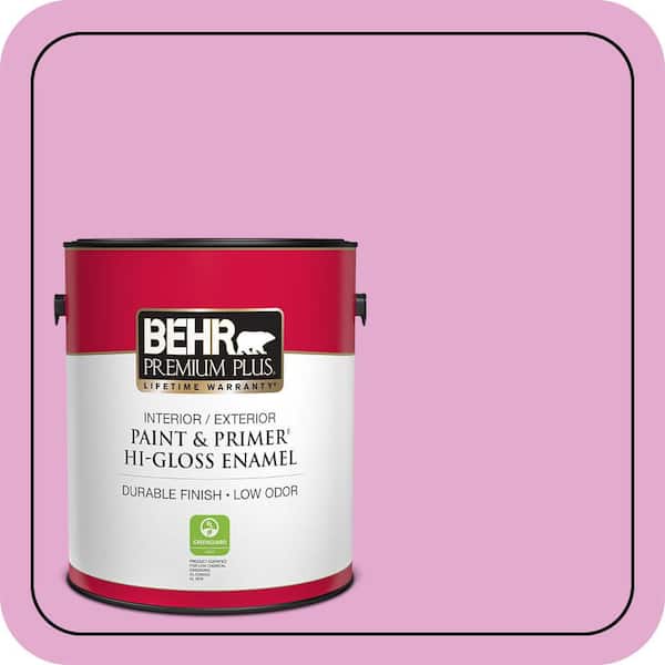 BEHR PREMIUM PLUS 1 gal. #680A-3 Pink Bliss Hi-Gloss Enamel Interior/Exterior Paint & Primer