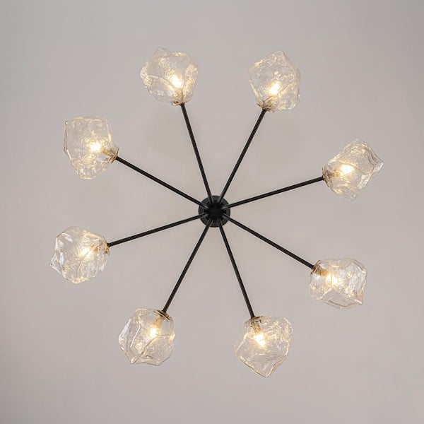 Y'INSP 8 Light Mid Century Black Branch Chandelier Modern Sputnik