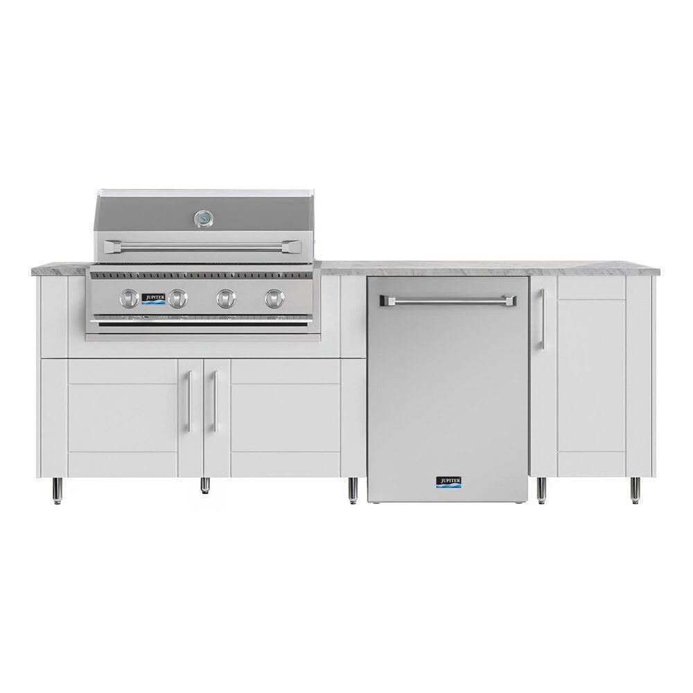 Sundown 90.5 in. W 4-Burner Propane Grill Island in Sanibel Shell White with Refrigerator and Cabinet price history on PriceWatchPro