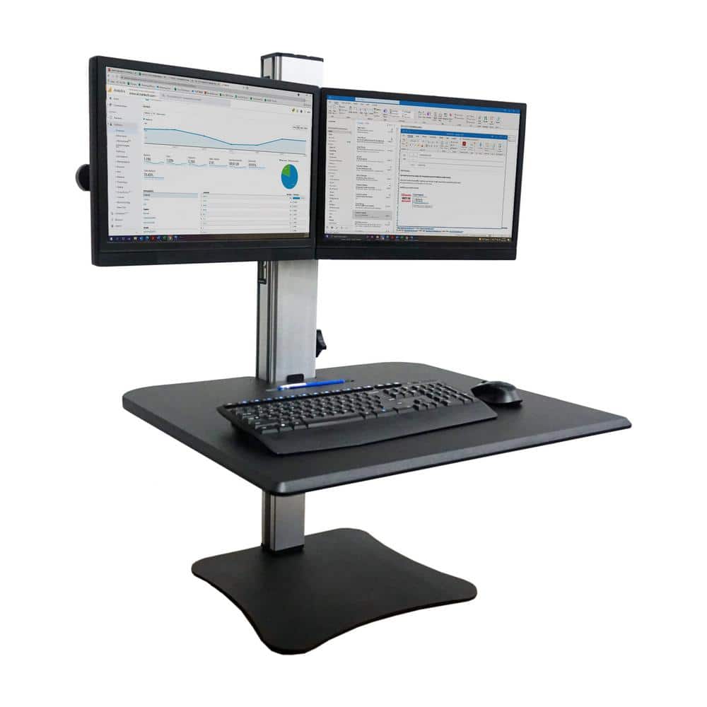 ElevatePro 28" Black Wood and Steel Dual Monitor Standing Desk Converter