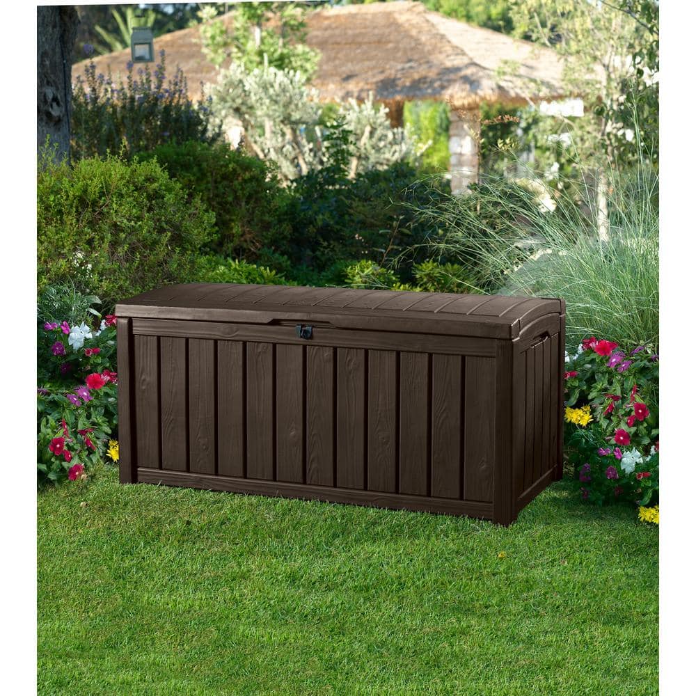 Brown Lockable Plastic 101 Gallon Deck Storage Box