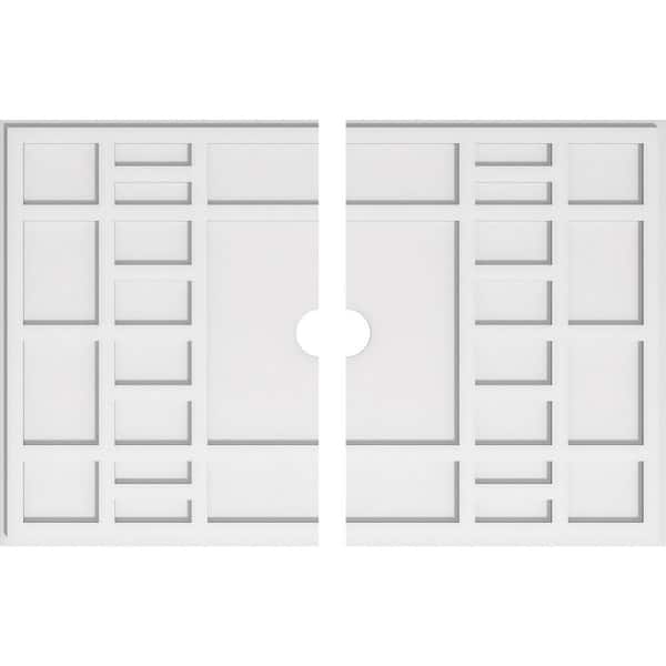 Ekena Millwork 40 in. W x 26-5/8 in. H x 3 in. ID x 1 in. P Beaux Architectural Grade PVC Contemporary Ceiling Medallion (2-Piece)