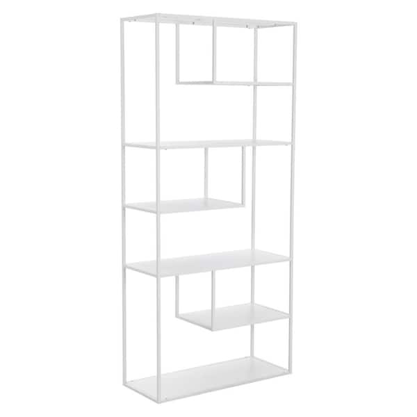 ZUO Pylo 74.0 in. Tall White Steel 6-Shelf Bookcase