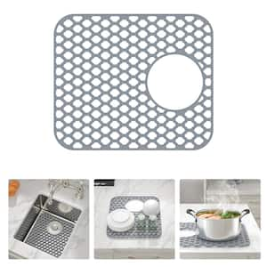 14 in. L x 11 in. W Silicone Kitchen Sink Protective Bottom Grid for Ceramic or Stainless Steel Sink in Gray