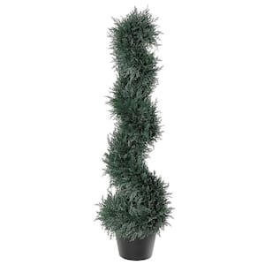 3 ft. Green Artificial Faux Cedar Tree Spiral Fake Plant in Pot
