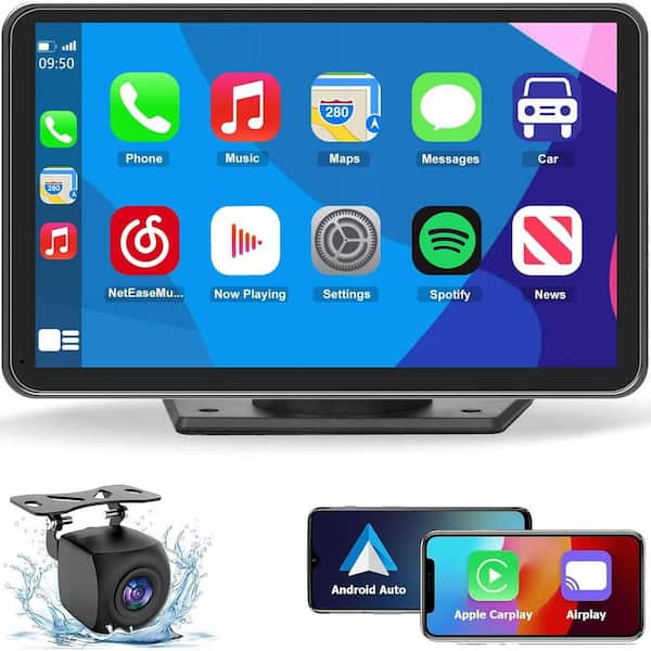 7 in. HD Touchscreen Portable Wireless Carplay Car Stereo with Apple Car Play and Android Auto in Black