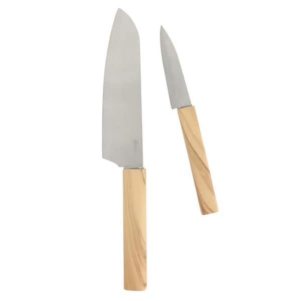 2 Piece Stainless Steel Cutlery Set with Faux Wood Handles
