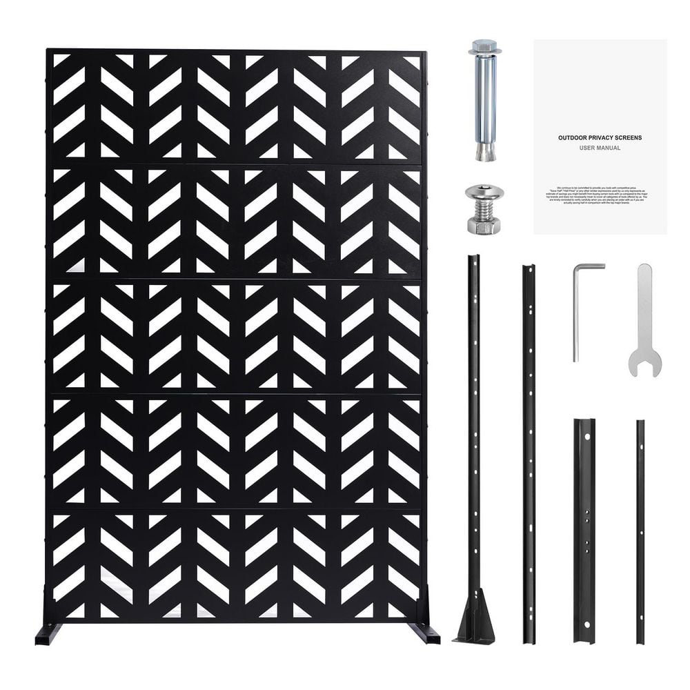Metal Privacy Screen, 47 in. W x 72 in. H, 5-Panel Outdoor Divider, Freestanding Steel Garden Privacy Fence, Black price history on PriceWatchPro
