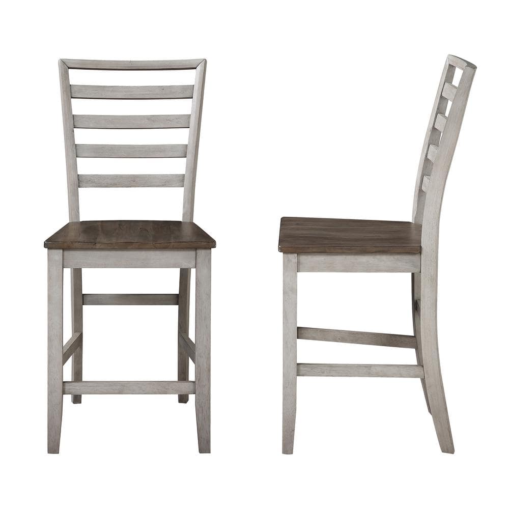 Smoky Alabaster and Honey Finish Counter Height Dining Set with 6 Chairs