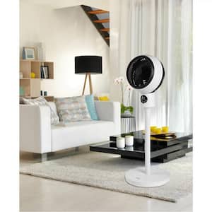 7 in. 3 fan speeds Circulating Pedestal Fan in White with Ocillation 70° and LED Display