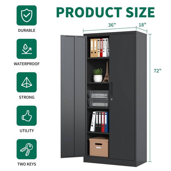 CSC DECOR INC Black 72 in. H Metal Garage Storage Cabinet Tool