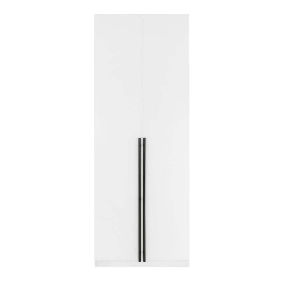 White MDF Freestanding Wardrobe Closet with Black Handles