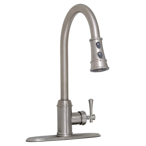 Design House Ironwood Single-Handle Pull-Down Sprayer Kitchen Faucet in Satin Nickel