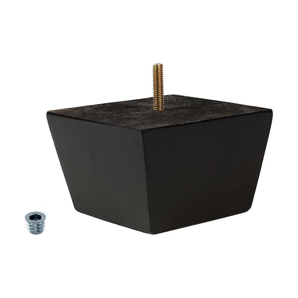 American Pro Decor 2-3/4 in. x 4-3/8 in Stained Espresso Solid Hardwood Square Bun Foot