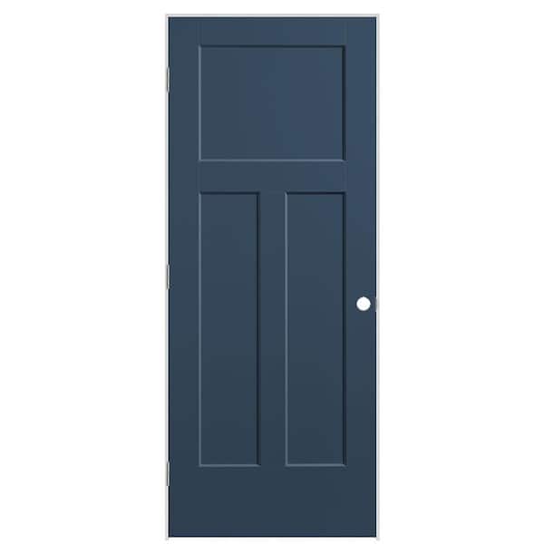 Masonite 32 in. x 80 in. 3-Panel Winslow Right-Hand Hollow Core Night Tide Molded Composite Single Prehung Interior Door