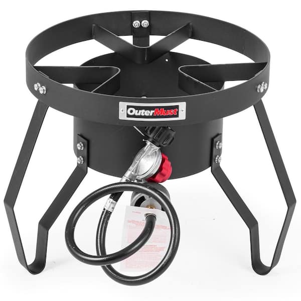 85,000 BTU Propane Burner, Heavy Duty Single Propane Stove with 10 PSI Regulator and Cast Iron Braided Holes