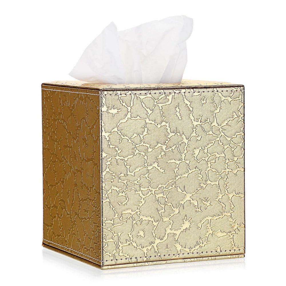 Numhew Square Leather Tissue Box Cover with Magnetic Bottom in