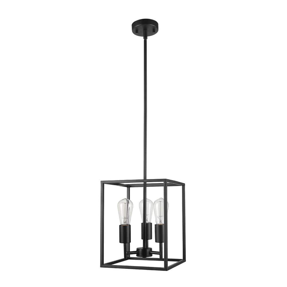 Heath 3-Light Matte Black Convertible Chandelier to Flush Mount Ceiling Lig