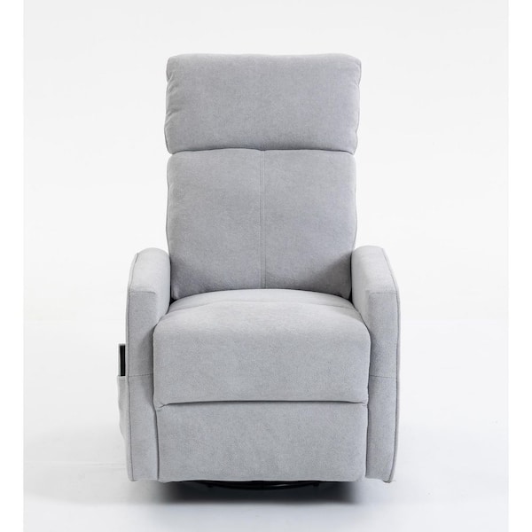 Upgrade Light Gray Velvet 270° Swivel Glider Rocker Recliner Chair with Heat and Massage, Modern Living Room Single Sofa