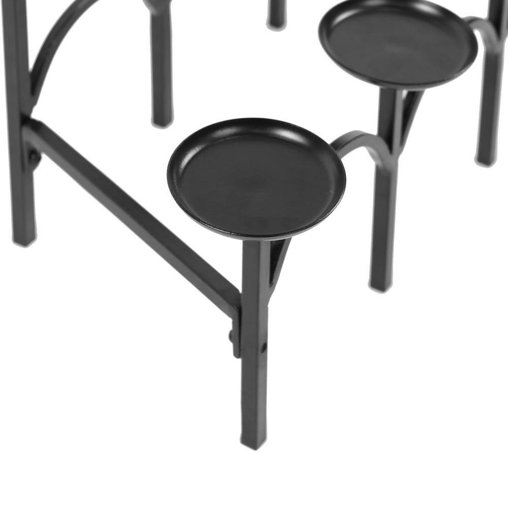 Elegant Two-Tier Wrought Iron Black Fireplace Candelabra