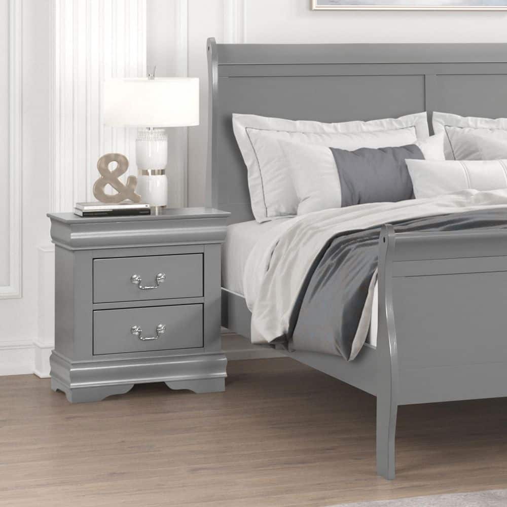 Burkhart II Gray 2-Drawer 21.5 in. W Nightstand with Bracketed Feet