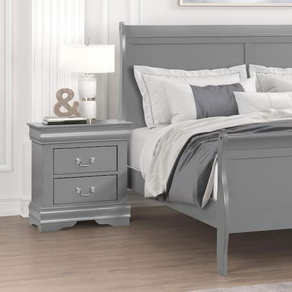 Burkhart II Gray 2-Drawer 21.5 in. W Nightstand with Bracketed Feet