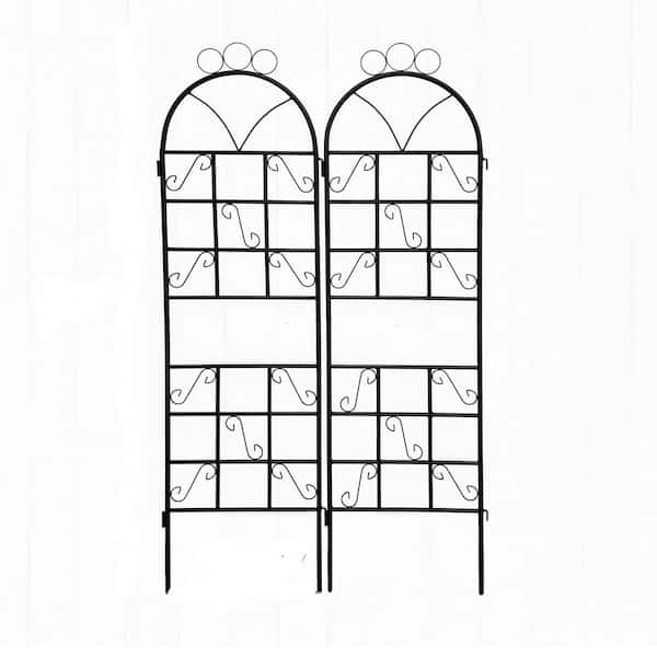 ITOPFOX 39.2 in. Metal Garden Trellis for Climbing Plants Outdoor Rustproof Plant Support-Black (1-Set) (2-Piece)