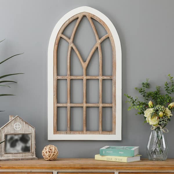 White Window Frame Wall decor Rustic Arch Wooden Window Pane Country  Farmhouse Decorations 36 in. H x 20 in. L PUC7NF - The Home Depot