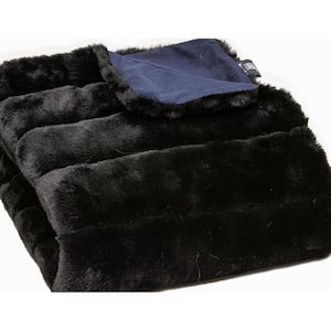 Charlie Black Solid Color Faux Fur Throw Blanket