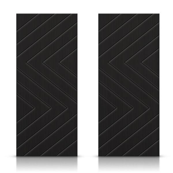 CALHOME 84 in. x 80 in. Hollow Core Black Painted Composite MDF Interior Double Closet Sliding Doors