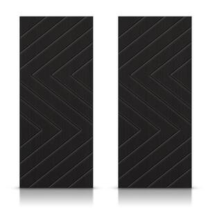 48 in. x 84 in. Hollow Core Black Painted Composite MDF Interior Double Closet Sliding Doors