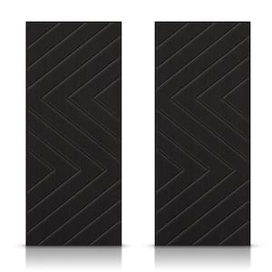 60 in. x 84 in. Hollow Core Black Painted Composite MDF Interior Double Closet Sliding Doors