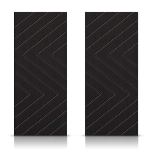 CALHOME 60 in. x 84 in. Hollow Core Black Painted Composite MDF Interior Double Closet Sliding Doors